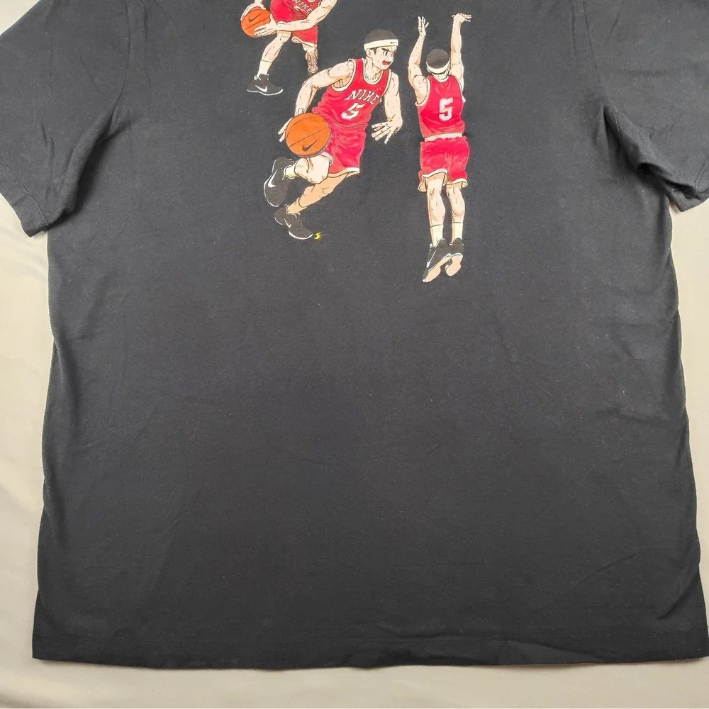 Nike Anime Basketball Graphic T Shirt Mens XL Black Swoosh Sports Cotton Tee